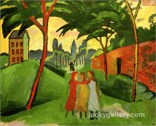 Landscape with Three Girls, August Macke painting